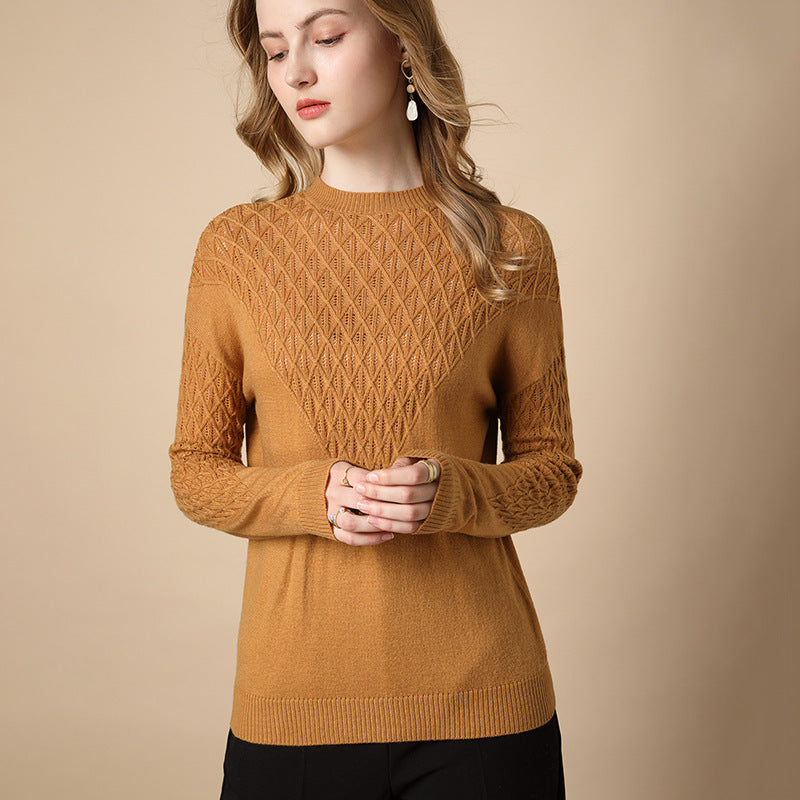 Autumn And Winter New Solid Color Hollow Knit Sweater
