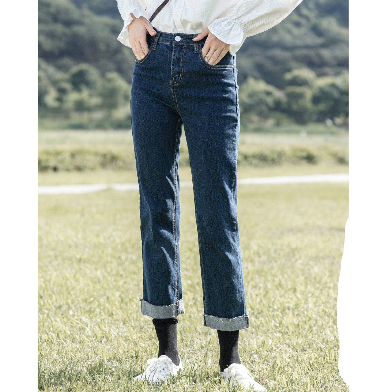 All-match Cuffs Show Tall And Thin Old Pants Long Ins Trend