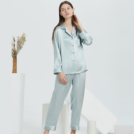 Spring And Autumn 100 Mulberry Silk Couple Silk Pajamas