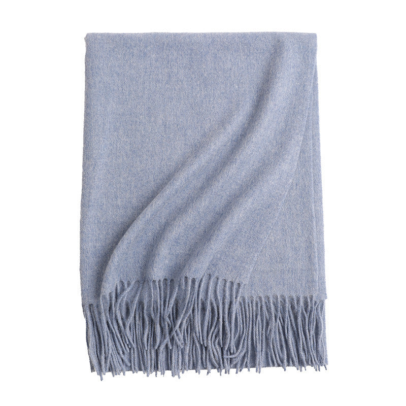 New Solid Color Wool Long Beard Warm Tassel Scarf Thick