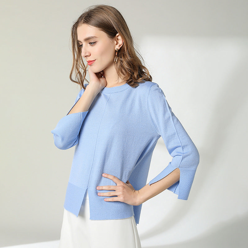 Women's New Irregular Top Thin Knitted Sweater