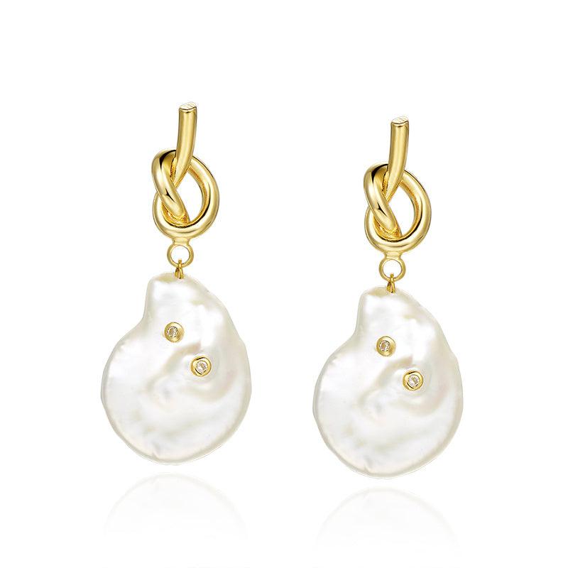 Niche High-end Retro Earrings Special-shaped Pearls