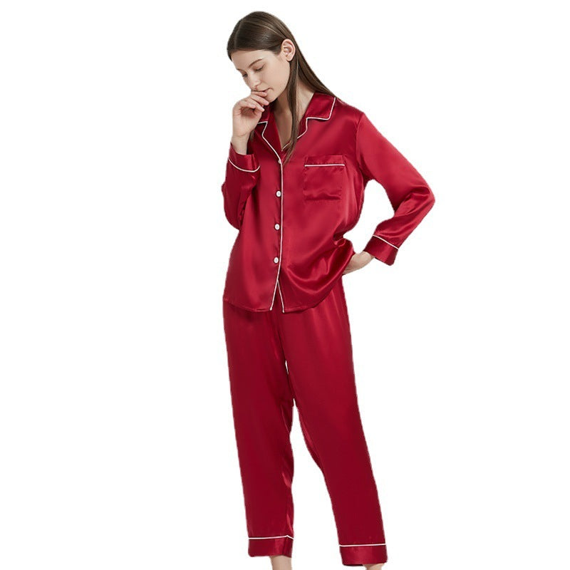 Spring And Autumn 100 Mulberry Silk Couple Silk Pajamas