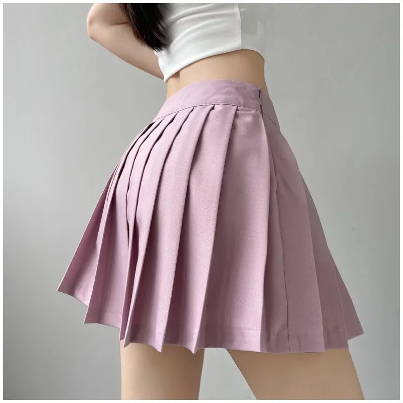 Summer women's pleated skirt, Korean high waisted suit, hanging anti exposure A-line skirt