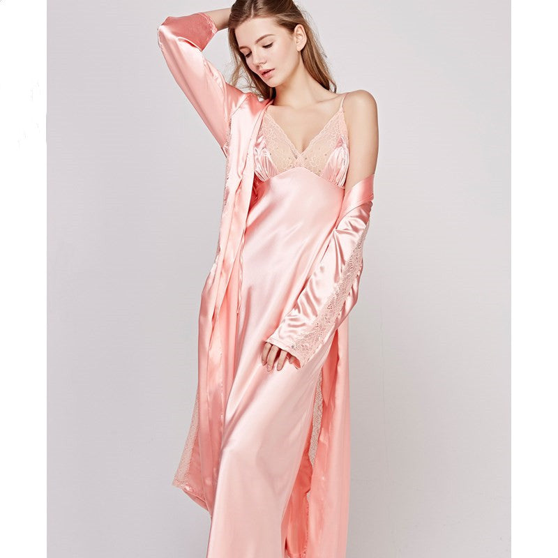 Two-piece nightgown with long suspenders