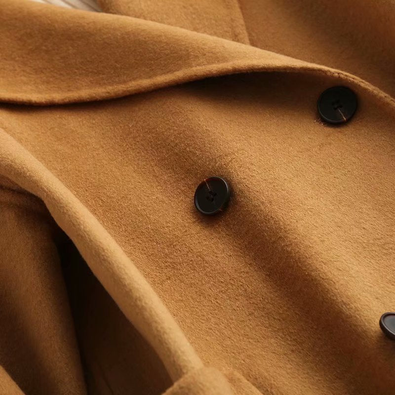 Mid-length double-sided woolen coat