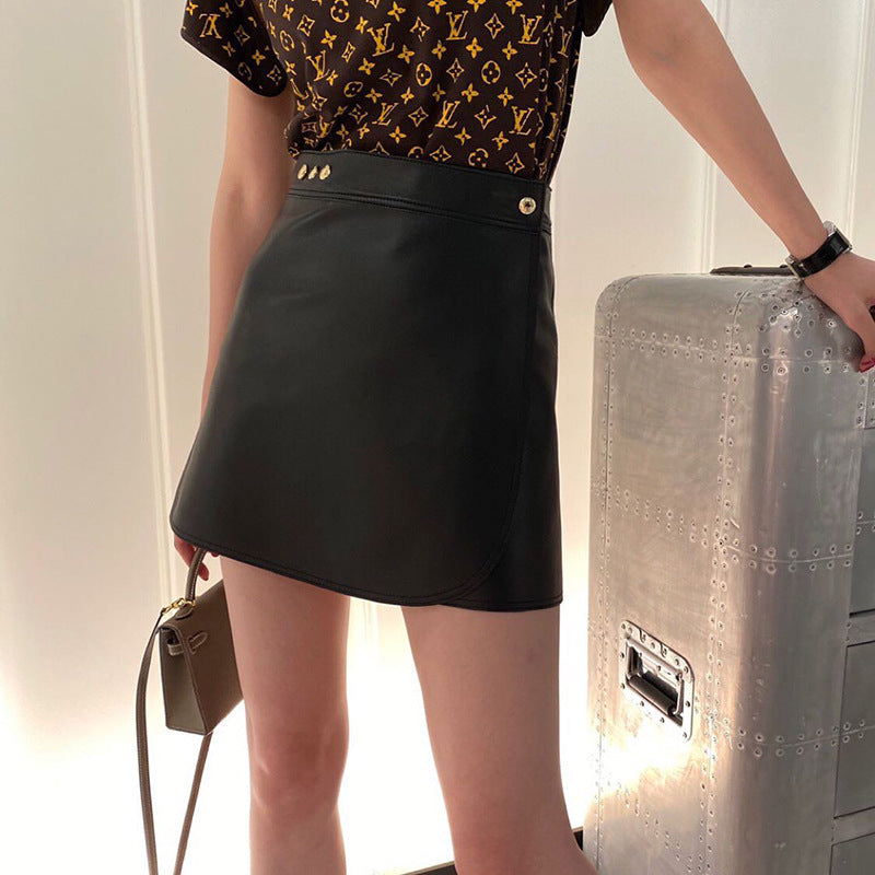 Women's A-line Skirt With Leather Skirt