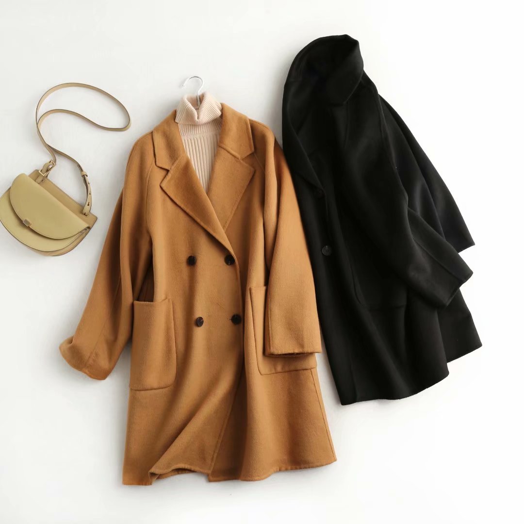 Mid-length double-sided woolen coat