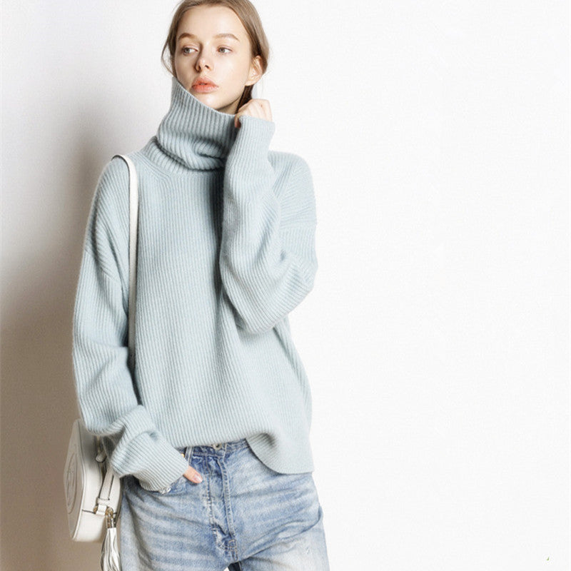 High-end turtleneck short knitted sweater