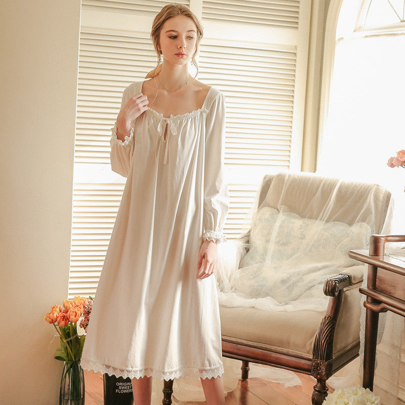 Pure Cotton Pajamas Women Palace Princess Style Long-sleeved Pants