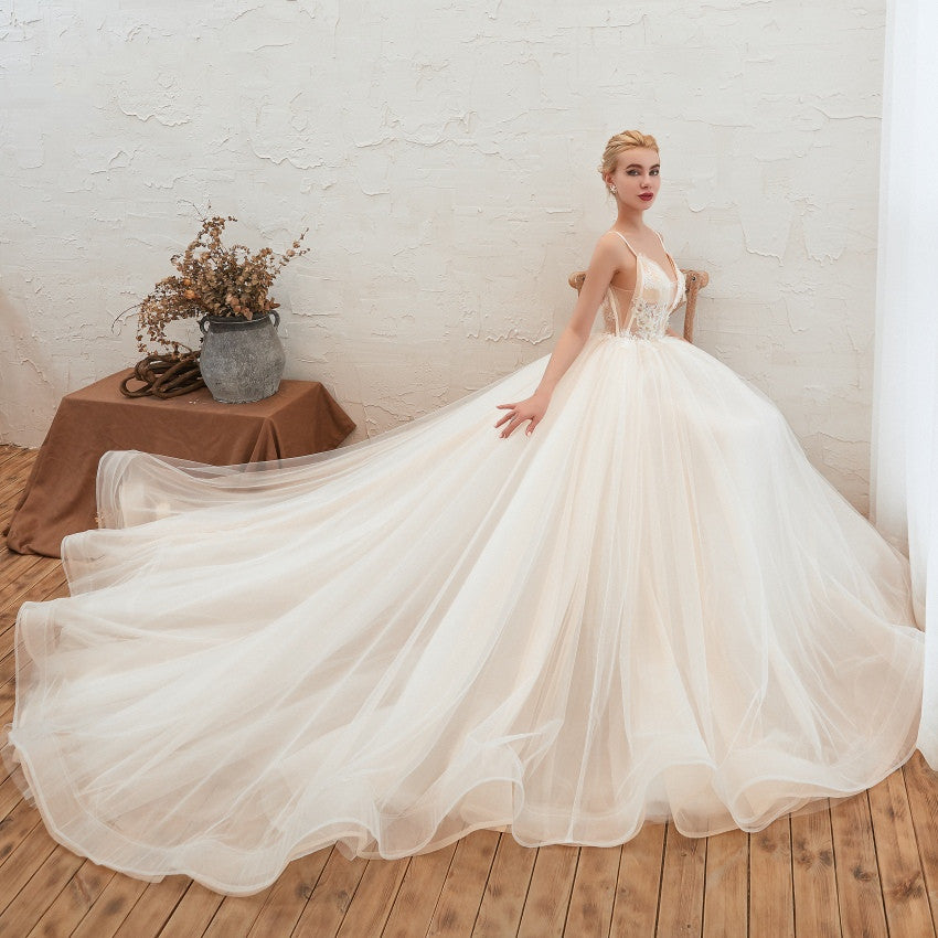 Starry Sky Luxury IG Tail Thin Hundred Dreams Master Wedding Dress