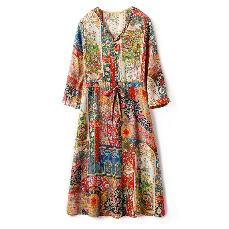 Summer New Style Women's Silk Printed Dress