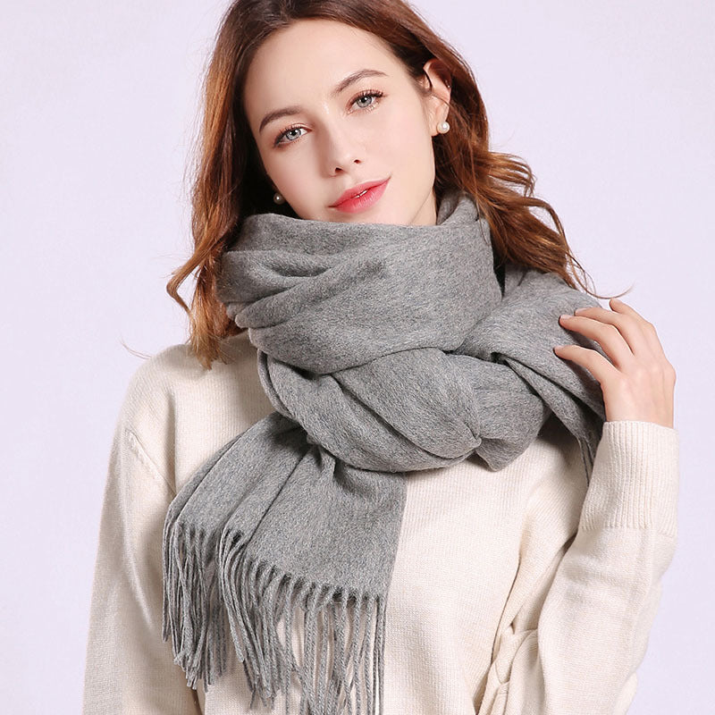 Pure color thick cashmere scarf shawl dual-use