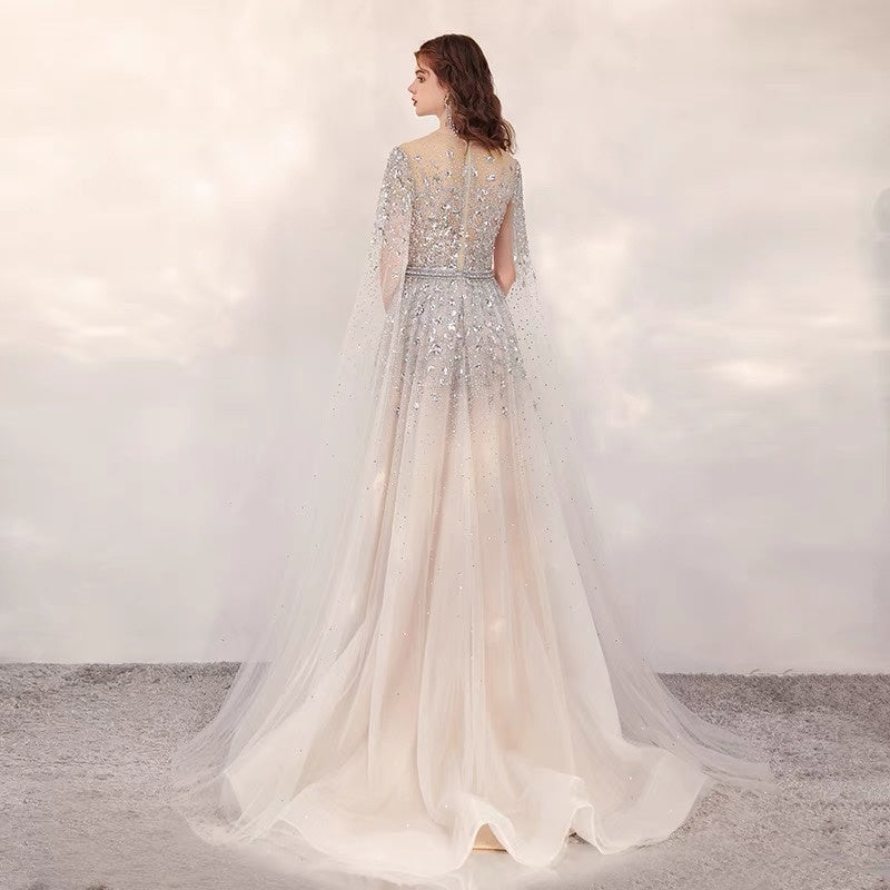 Bride Temperament Thin Long-sleeved Toast Dress