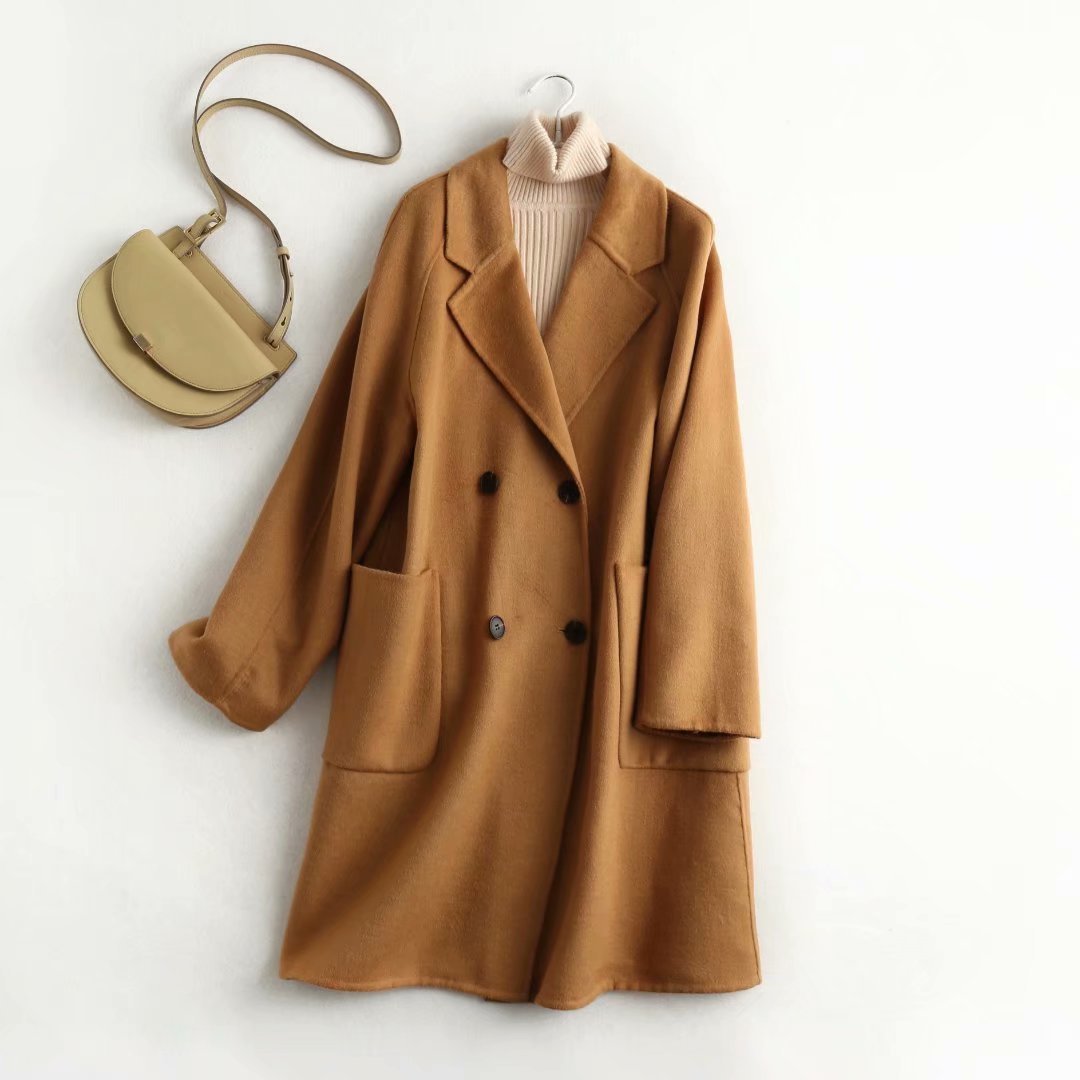 Mid-length double-sided woolen coat