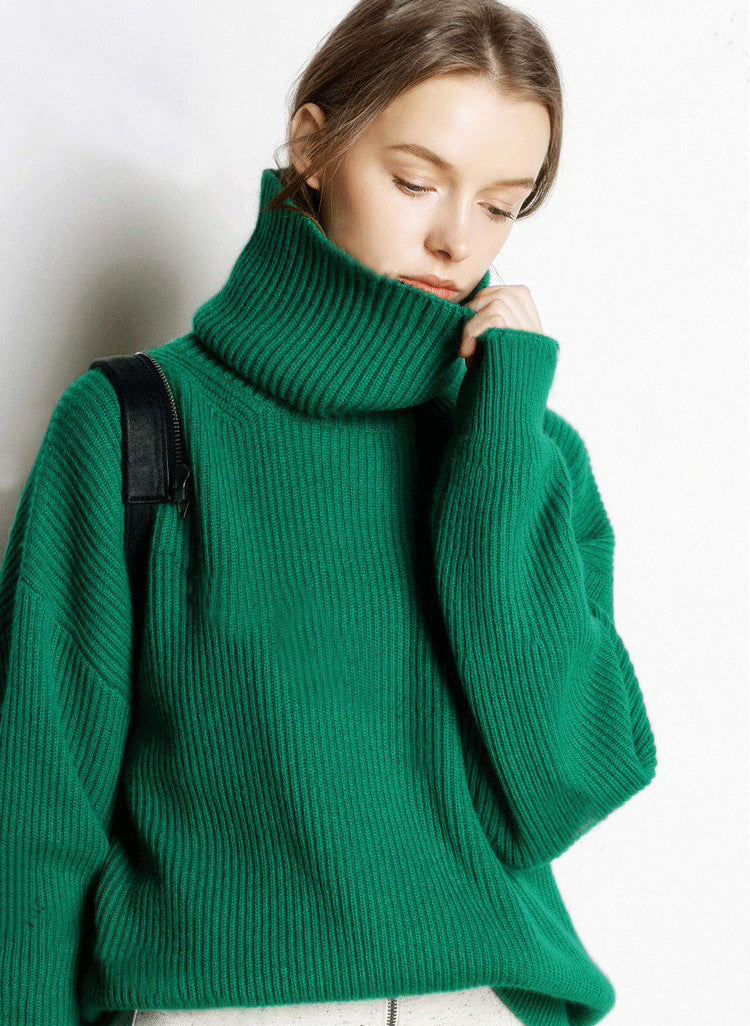 High-end turtleneck short knitted sweater