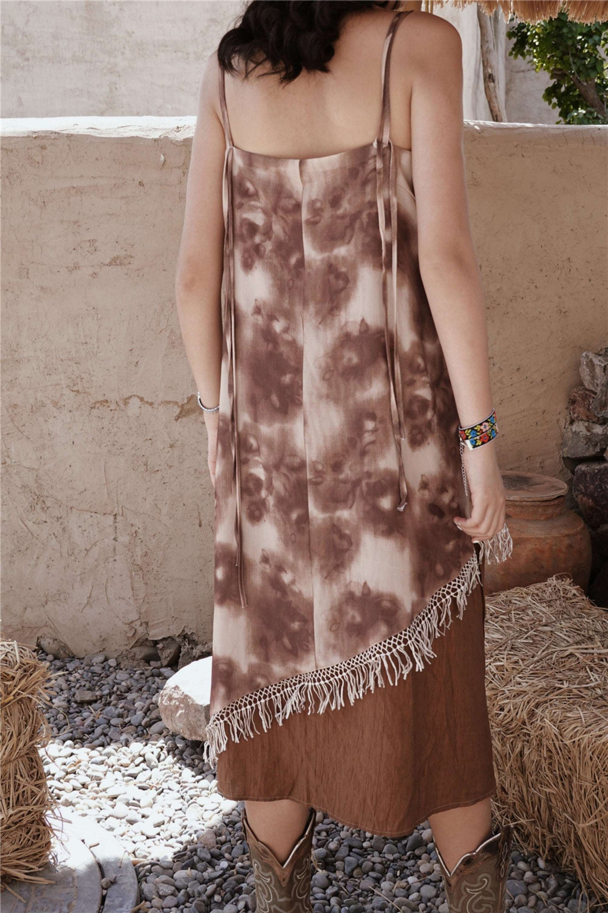 Bohemian fringe camisole dress