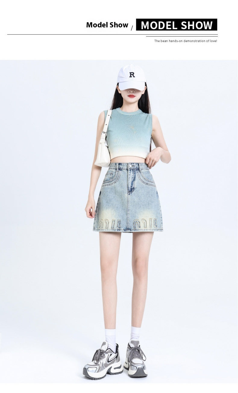 High Waist Summer New Denim Blue Skirt Women's Slimming