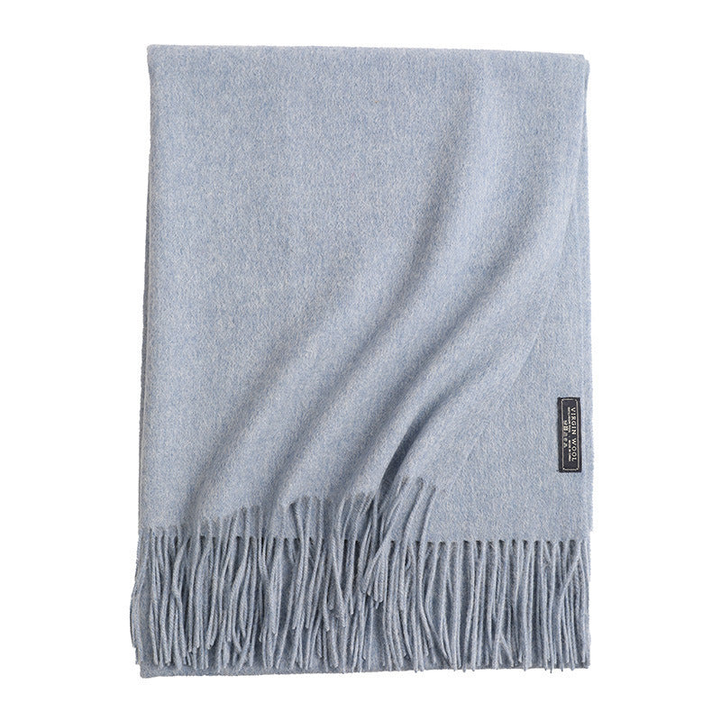 New Solid Color Wool Long Beard Warm Tassel Scarf Thick