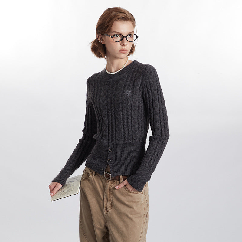 Women's Twist Button Hem Knitted Sweater