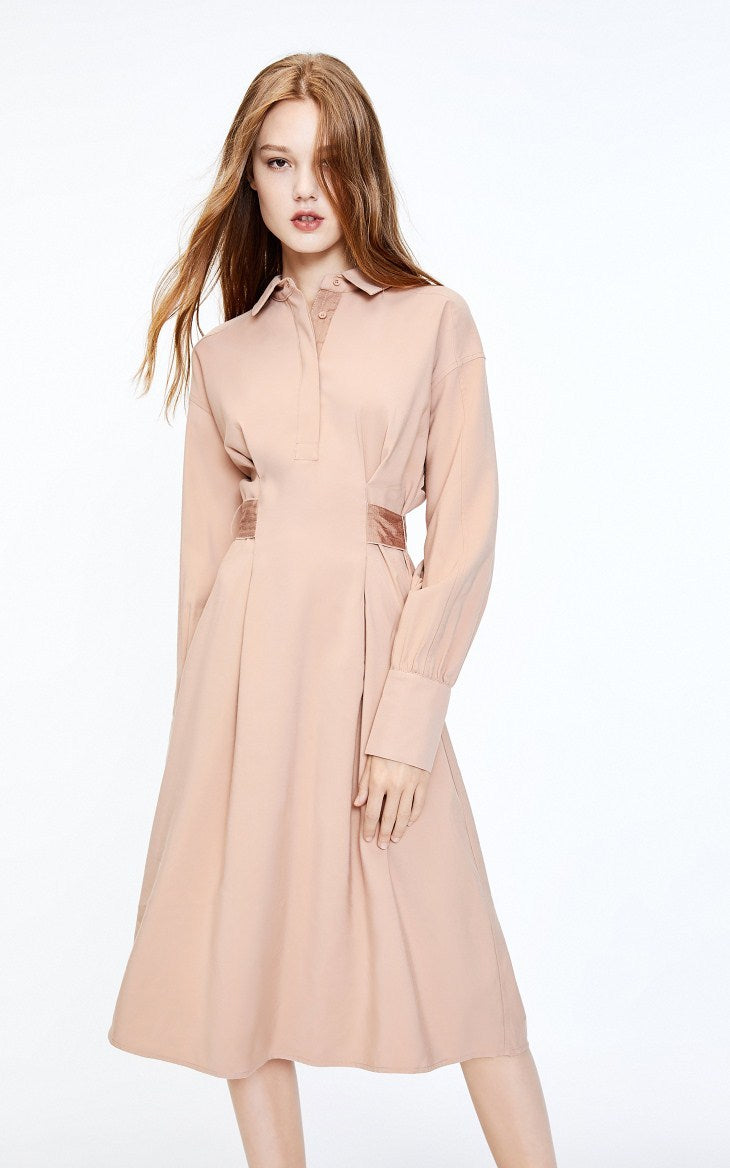 New commuting waist slimming mid length shirt dress