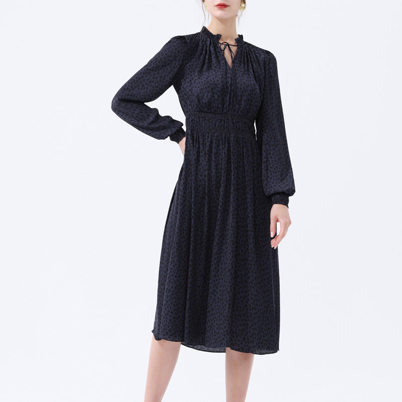 French Style Polyester Elegant Dress Romantic Pullover High Waist Pure