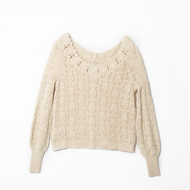 Early Autumn New Two-side Wearable Crocheted Knitted Top Casual All-matching