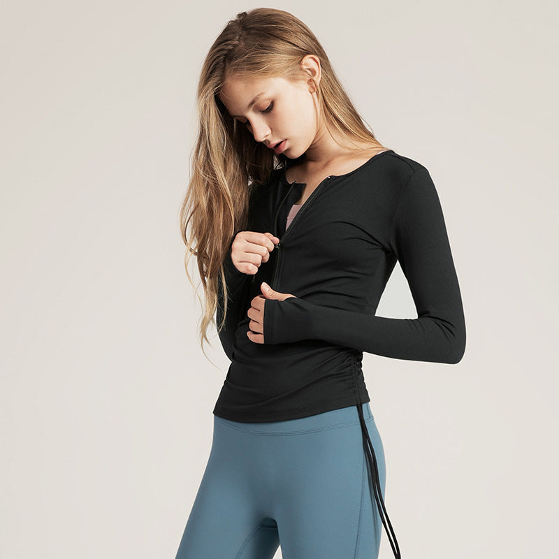 Lace-up sports top women autumn