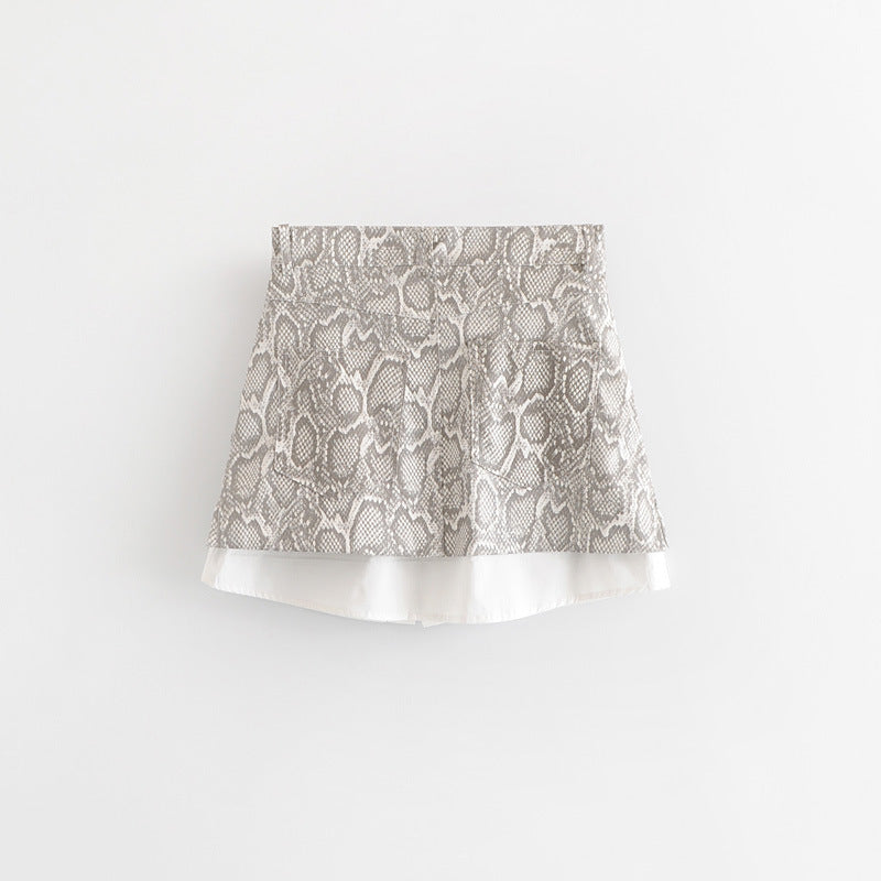 Snake pattern a-line skirt skirt