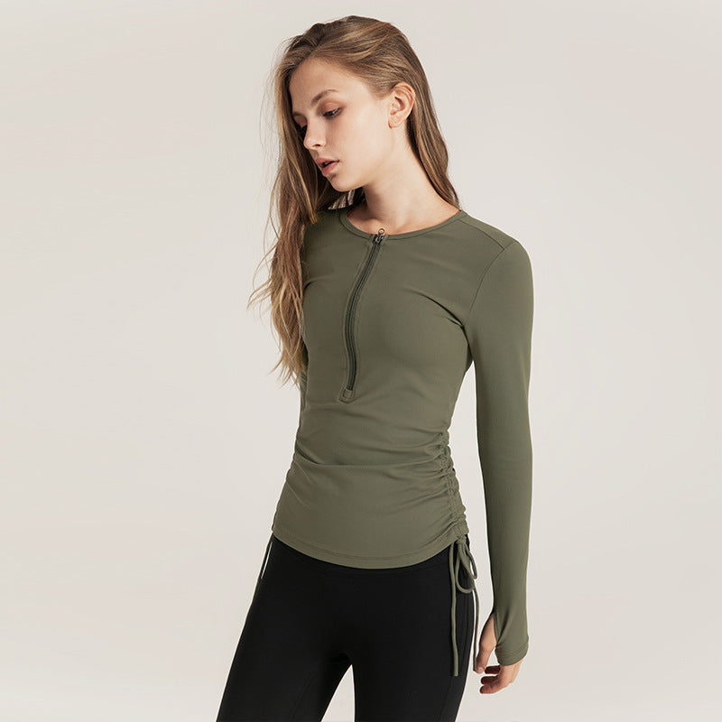 Lace-up sports top women autumn