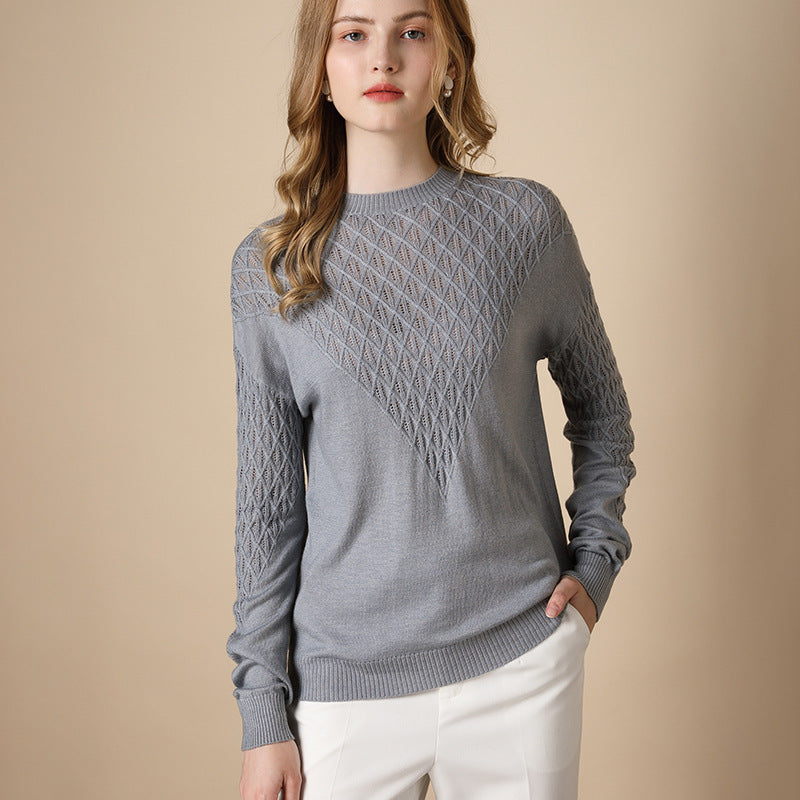 Autumn And Winter New Solid Color Hollow Knit Sweater