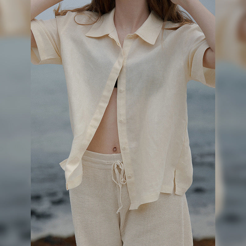 Women's French Minority Texture Pure Linen Shirt