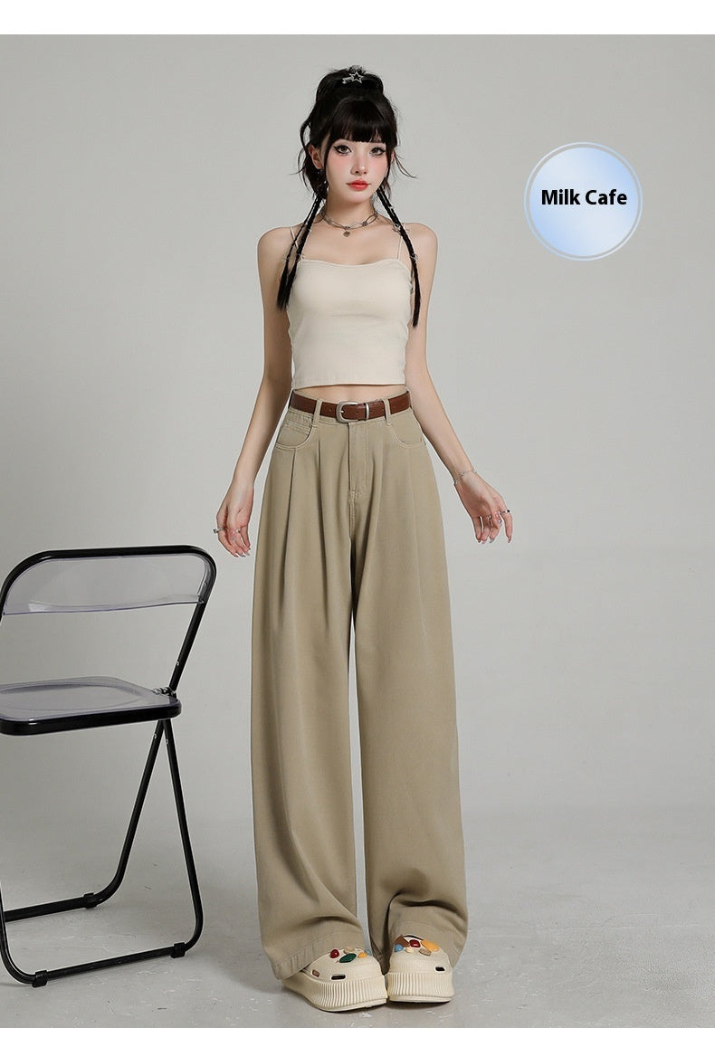 New High Waist Belly Contracting Versatile Breathable Draping Lengthened Wide Leg Pants