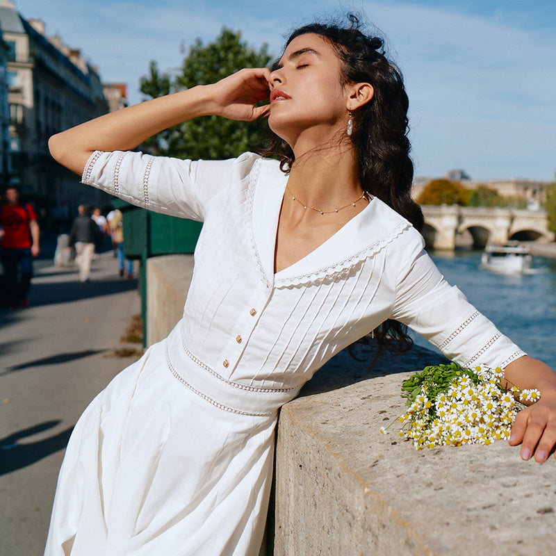 Victoria French Vintage Women's White Dress