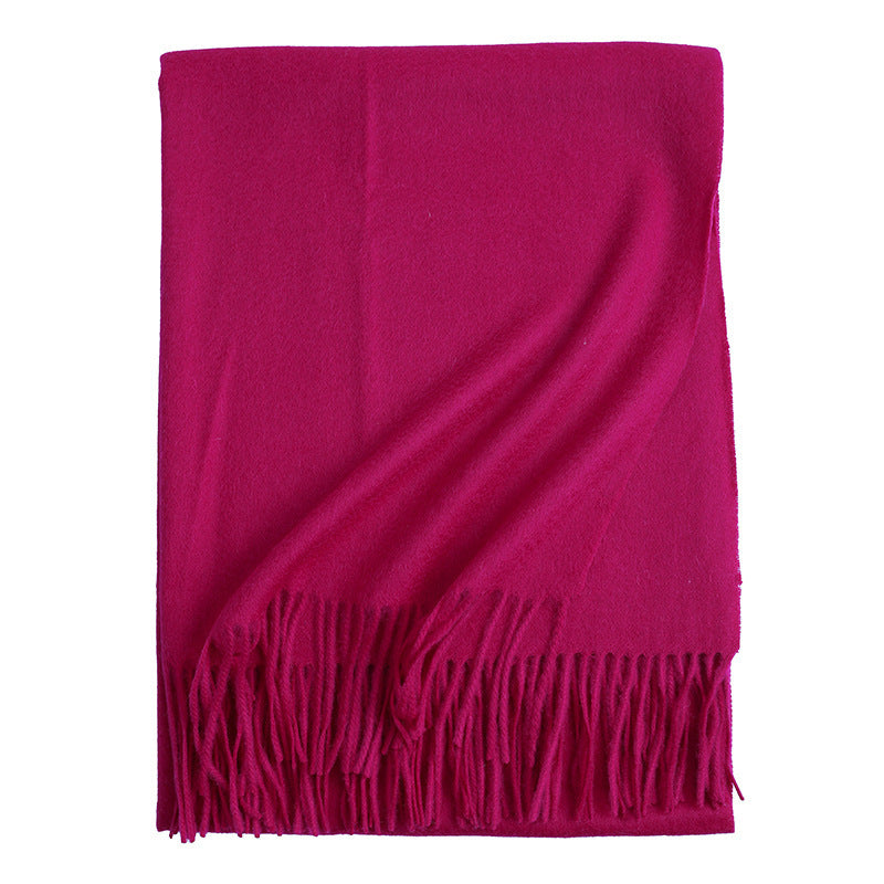 New Solid Color Wool Long Beard Warm Tassel Scarf Thick