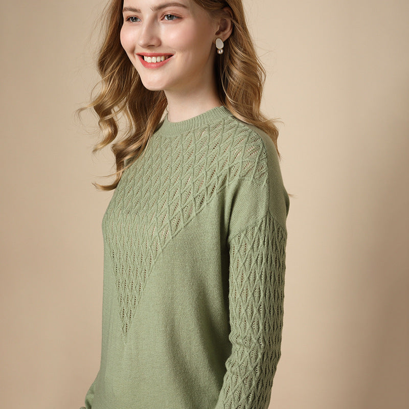 Autumn And Winter New Solid Color Hollow Knit Sweater