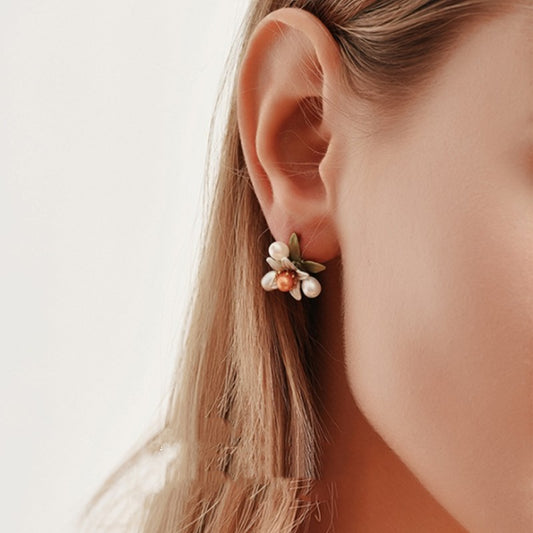 Orange Blossom Pearl Earrings For Women With A High-end Feel