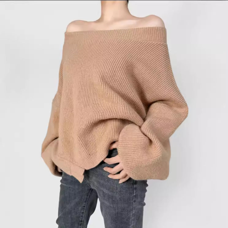 Women's American-style Temperament Leisure Slant-shoulder Loose Sweater