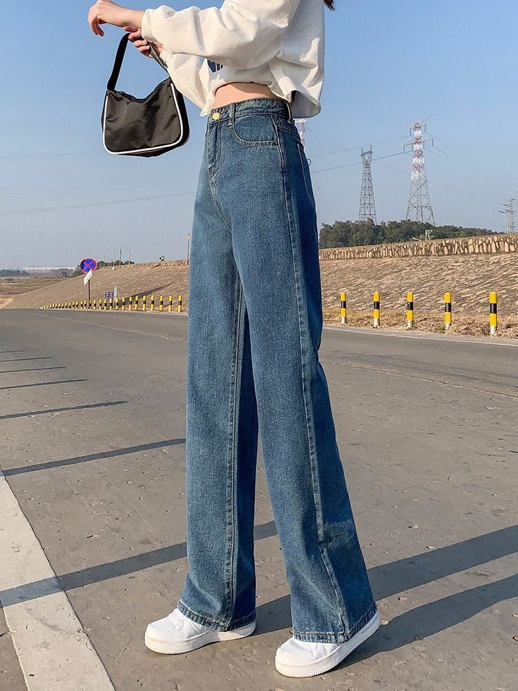 Wide Leg Jeans For Women Bottom Baggy Denim Pants Trousers