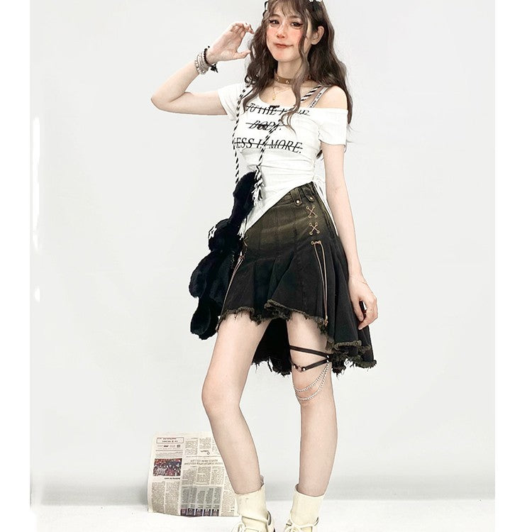 Women's American-style Irregular Denim Skirt