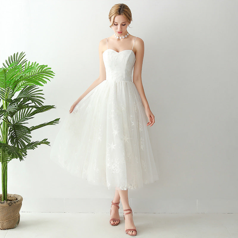 Ladies Wedding Banquet White Evening Dress