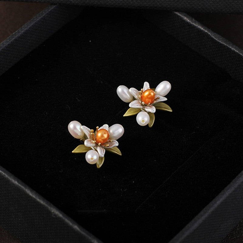 Orange Blossom Pearl Earrings For Women With A High-end Feel