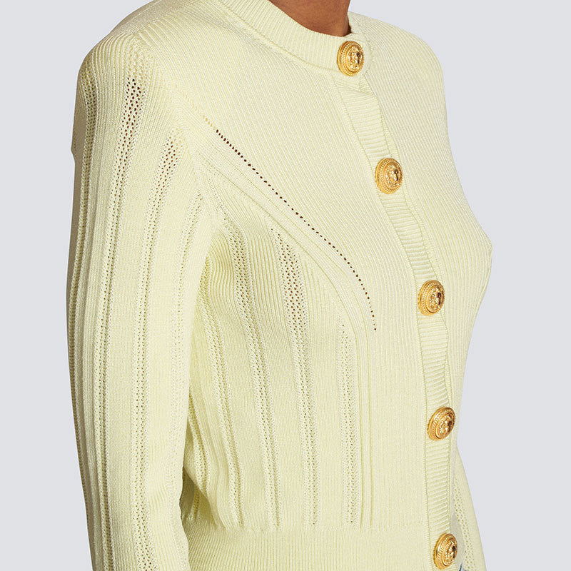 Single Breasted Gold Button Westernized Sweater Thin Coat