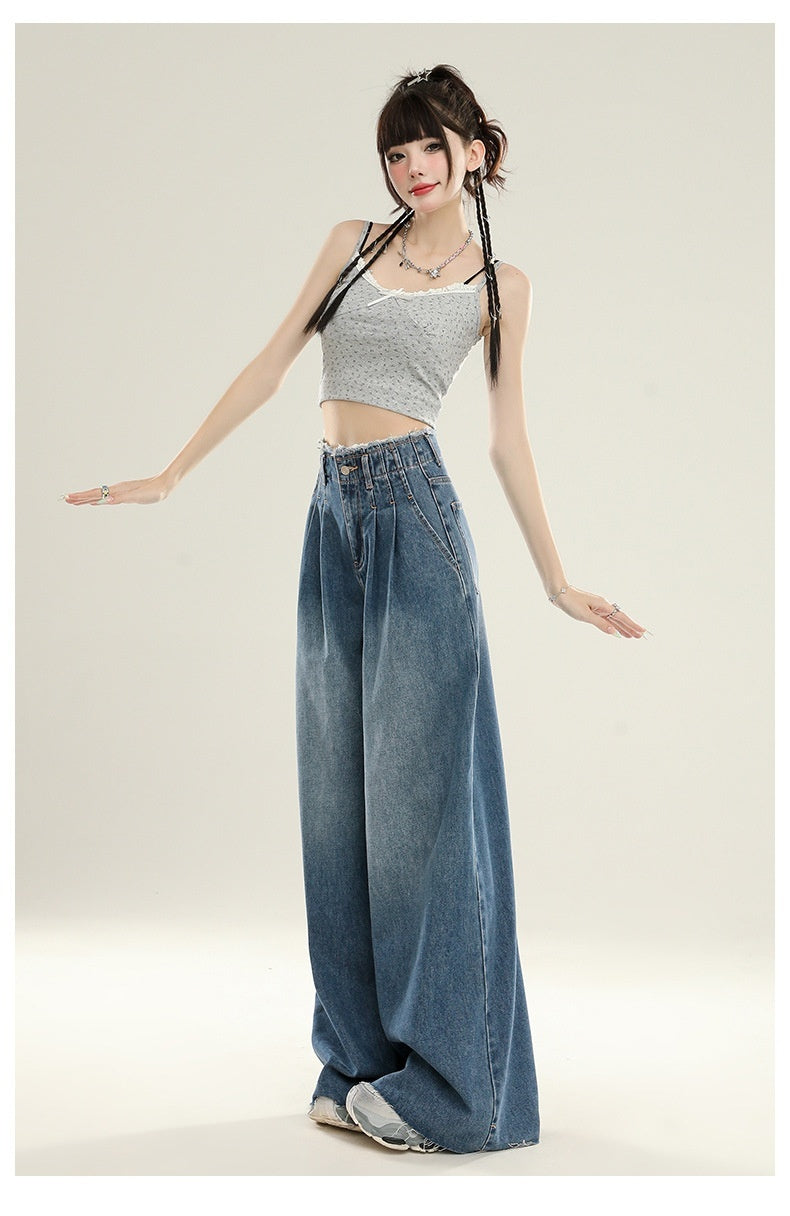 Summer Design Super Wide Slimming Waist Loose Drooping Mop Pants