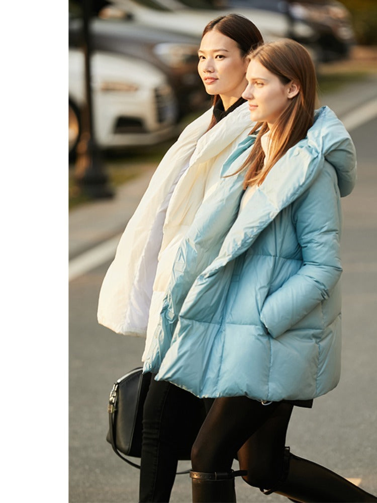 Light Hooded White Duck Down Jacket