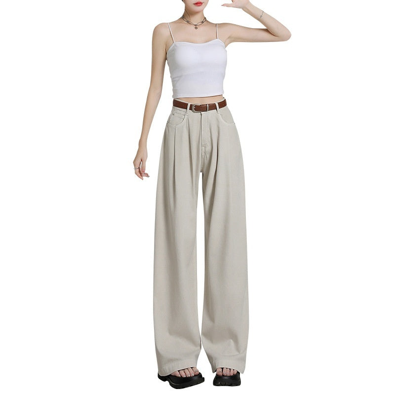 New High Waist Belly Contracting Versatile Breathable Draping Lengthened Wide Leg Pants