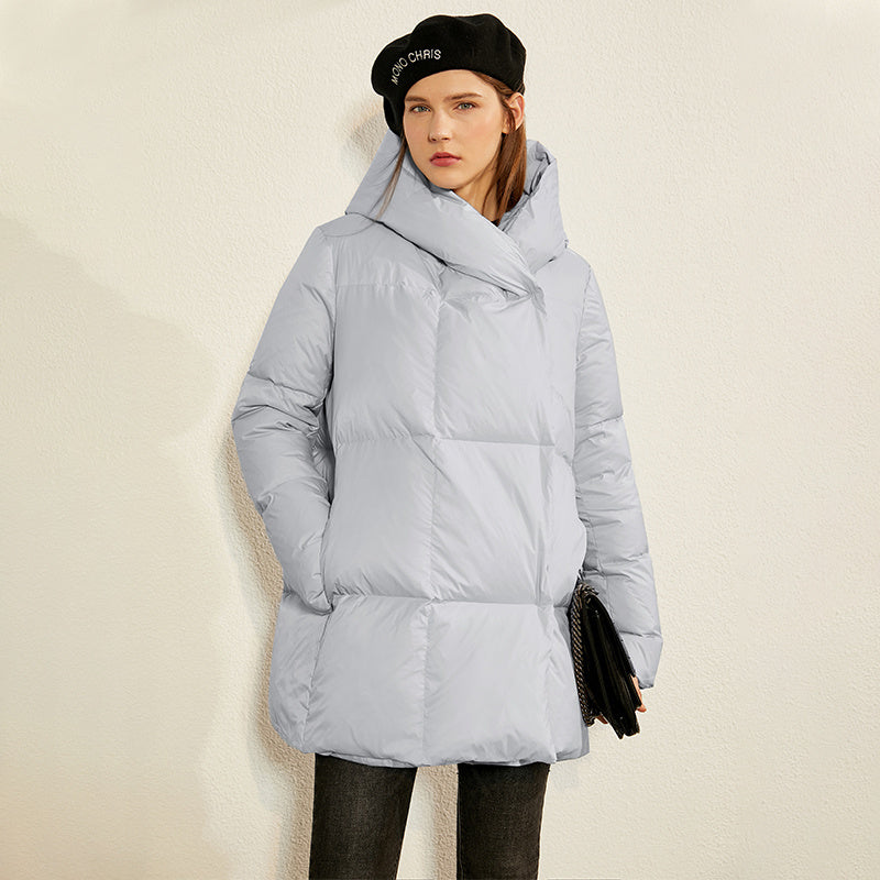 Light Hooded White Duck Down Jacket