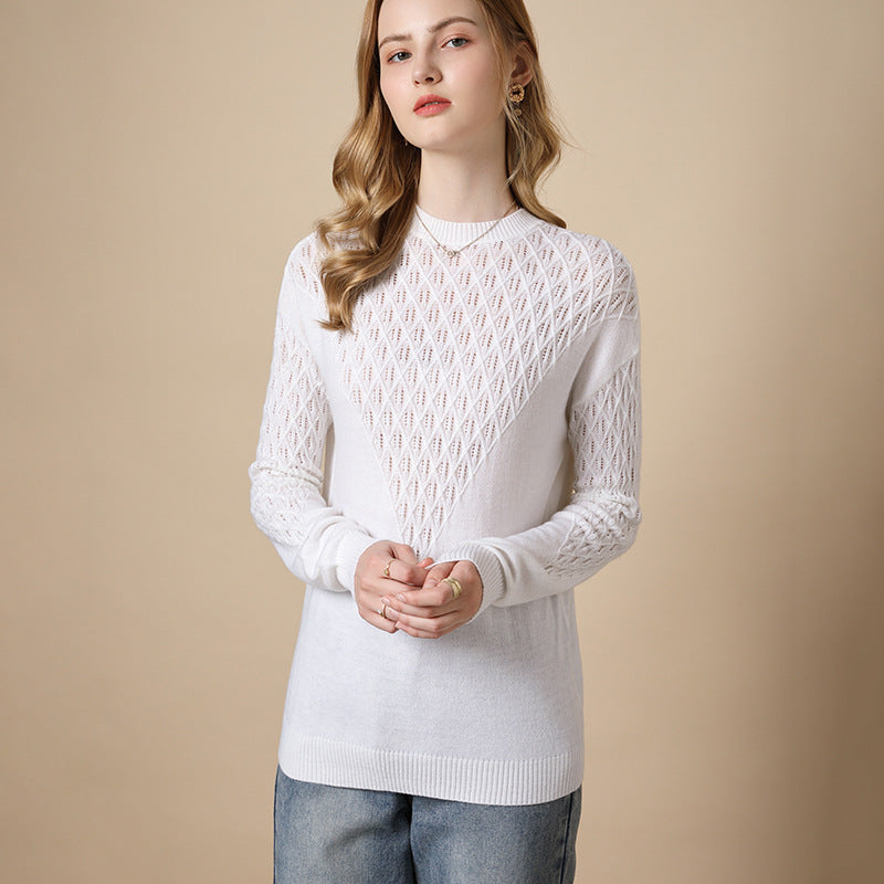 Autumn And Winter New Solid Color Hollow Knit Sweater