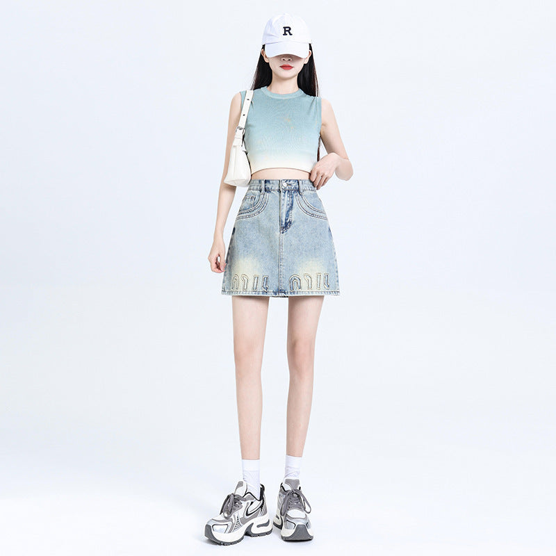 High Waist Summer New Denim Blue Skirt Women's Slimming