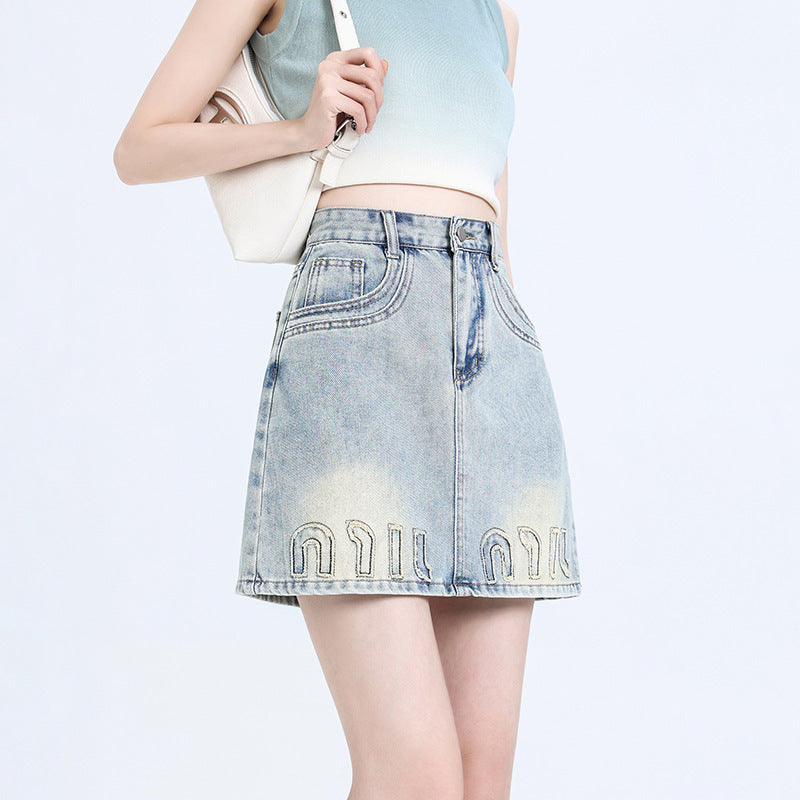 High Waist Summer New Denim Blue Skirt Women's Slimming